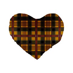 Plaid 5 Standard 16  Premium Flano Heart Shape Cushions by ArtworkByPatrick