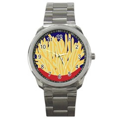 French Fries Potato Snacks Food Sport Metal Watch by Simbadda