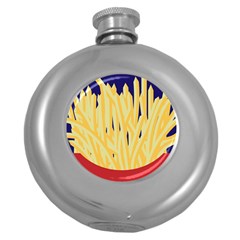 French Fries Potato Snacks Food Round Hip Flask (5 Oz) by Simbadda