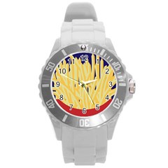 French Fries Potato Snacks Food Round Plastic Sport Watch (l) by Simbadda