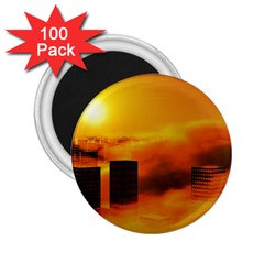 City Sun Clouds Smog Sky Yellow 2 25  Magnets (100 Pack)  by Simbadda