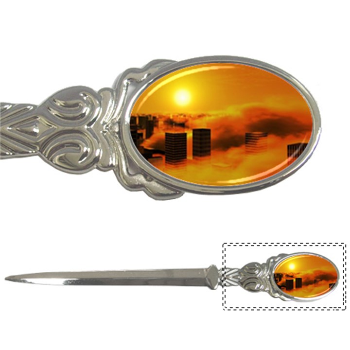 City Sun Clouds Smog Sky Yellow Letter Opener