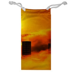 City Sun Clouds Smog Sky Yellow Jewelry Bag by Simbadda