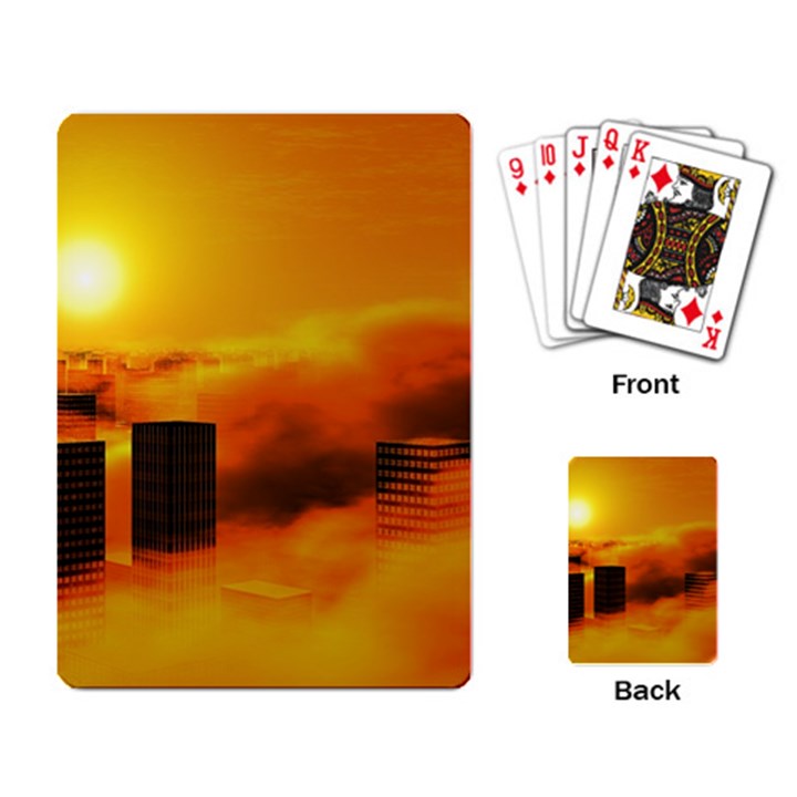 City Sun Clouds Smog Sky Yellow Playing Cards Single Design (Rectangle)