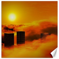 City Sun Clouds Smog Sky Yellow Canvas 12  X 12  by Simbadda