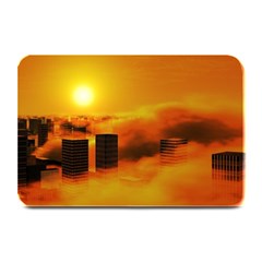 City Sun Clouds Smog Sky Yellow Plate Mats by Simbadda