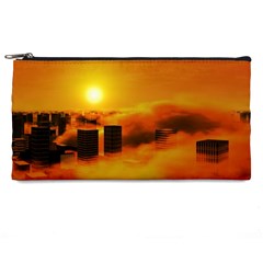 City Sun Clouds Smog Sky Yellow Pencil Cases by Simbadda