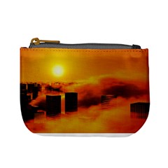 City Sun Clouds Smog Sky Yellow Mini Coin Purse