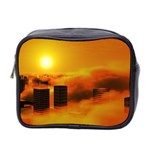 City Sun Clouds Smog Sky Yellow Mini Toiletries Bag (Two Sides) Front