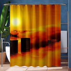 City Sun Clouds Smog Sky Yellow Shower Curtain 60  X 72  (medium)  by Simbadda