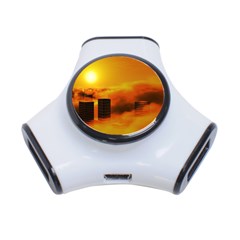 City Sun Clouds Smog Sky Yellow 3-port Usb Hub by Simbadda