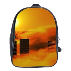 City Sun Clouds Smog Sky Yellow School Bag (xl) by Simbadda