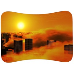 City Sun Clouds Smog Sky Yellow Velour Seat Head Rest Cushion by Simbadda