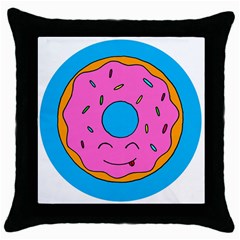 Donut Doughnut Dessert Clip Art Throw Pillow Case (black) by Simbadda