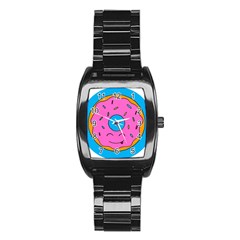 Donut Doughnut Dessert Clip Art Stainless Steel Barrel Watch by Simbadda