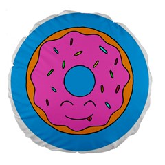 Donut Doughnut Dessert Clip Art Large 18  Premium Flano Round Cushions by Simbadda