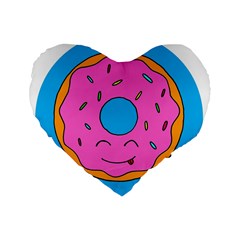 Donut Doughnut Dessert Clip Art Standard 16  Premium Flano Heart Shape Cushions by Simbadda