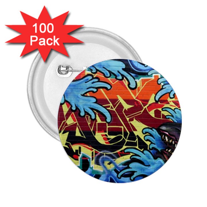 Graffiti Colourful Street Art Art 2.25  Buttons (100 pack) 