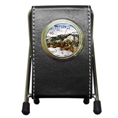 River Hills Evening California Pen Holder Desk Clock by Simbadda