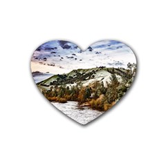 River Hills Evening California Rubber Coaster (heart)  by Simbadda