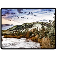 River Hills Evening California Double Sided Fleece Blanket (large)  by Simbadda