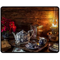 Sweets Tea Snacks Lamp Tea Snack Double Sided Fleece Blanket (medium)  by Simbadda