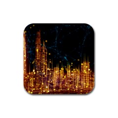 Architecture Buildings City Rubber Square Coaster (4 Pack)  by Simbadda