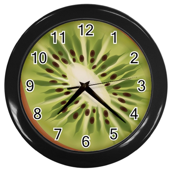 Kiwi Fruit Fresh Green Tasty Food Wall Clock (Black)