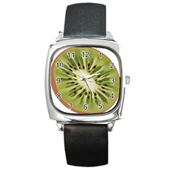 Kiwi Fruit Fresh Green Tasty Food Square Metal Watch by Simbadda