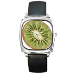 Kiwi Fruit Fresh Green Tasty Food Square Metal Watch Front