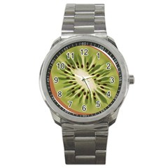 Kiwi Fruit Fresh Green Tasty Food Sport Metal Watch by Simbadda