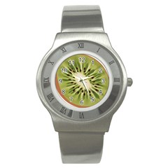 Kiwi Fruit Fresh Green Tasty Food Stainless Steel Watch by Simbadda