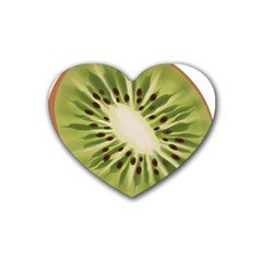 Kiwi Fruit Fresh Green Tasty Food Rubber Coaster (heart)  by Simbadda