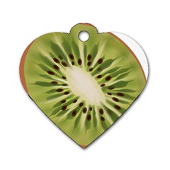 Kiwi Fruit Fresh Green Tasty Food Dog Tag Heart (one Side) by Simbadda