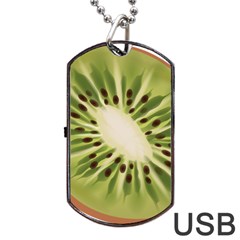 Kiwi Fruit Fresh Green Tasty Food Dog Tag Usb Flash (two Sides) by Simbadda