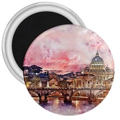 City Buildings Bridge Water River 3  Magnets by Simbadda