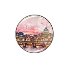 City Buildings Bridge Water River Hat Clip Ball Marker by Simbadda