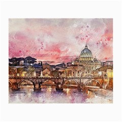 City Buildings Bridge Water River Small Glasses Cloth by Simbadda