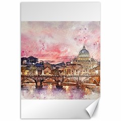 City Buildings Bridge Water River Canvas 12  X 18  by Simbadda