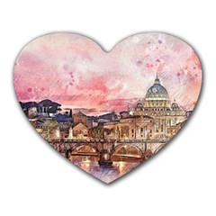 City Buildings Bridge Water River Heart Mousepads by Simbadda