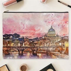 City Buildings Bridge Water River Cosmetic Bag (xxxl) by Simbadda