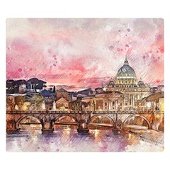 City Buildings Bridge Water River Double Sided Flano Blanket (small)  by Simbadda