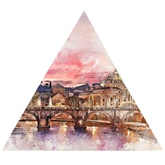 City Buildings Bridge Water River Wooden Puzzle Triangle