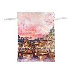 City Buildings Bridge Water River Lightweight Drawstring Pouch (s) by Simbadda