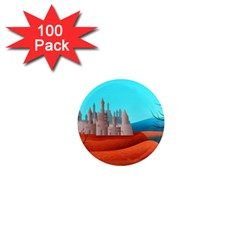 Castle Landscape Mountains Hills 1  Mini Magnets (100 Pack)  by Simbadda