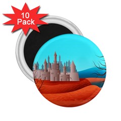 Castle Landscape Mountains Hills 2 25  Magnets (10 Pack)  by Simbadda