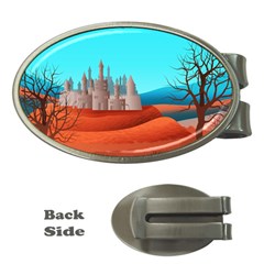 Castle Landscape Mountains Hills Money Clips (oval)  by Simbadda