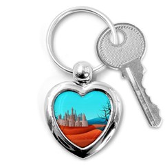 Castle Landscape Mountains Hills Key Chain (heart) by Simbadda