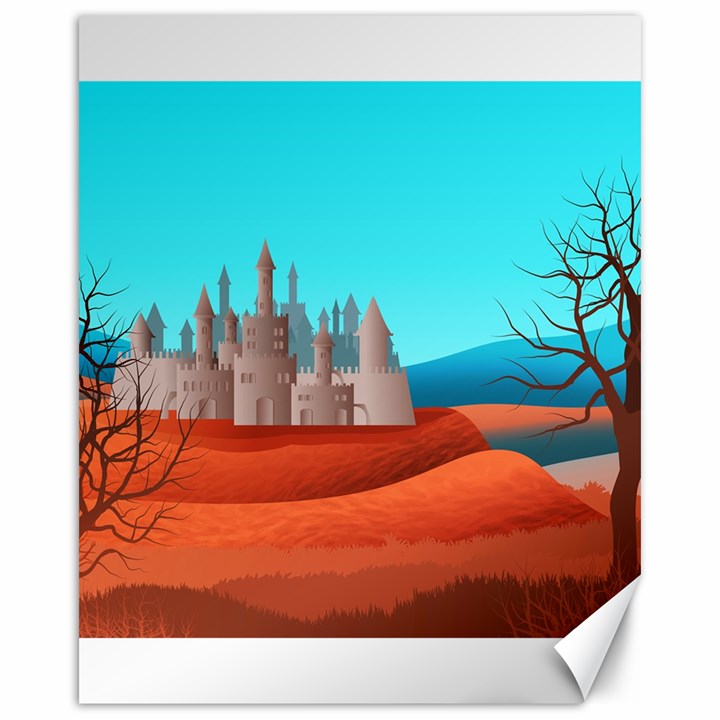 Castle Landscape Mountains Hills Canvas 16  x 20 