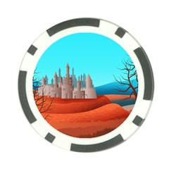 Castle Landscape Mountains Hills Poker Chip Card Guard